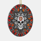 Goth Schedel - Oranje Keramisch Ornament (Rechts)