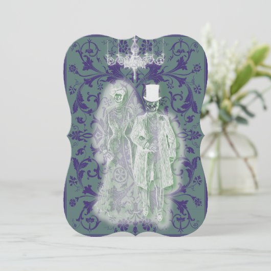 Goth-skelet Geest Bruid en Bruidegom Paar Kaart (Staand voorkant)