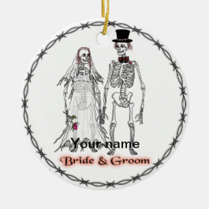 Goth-skelet-huwelijksornamenten Keramisch Ornament