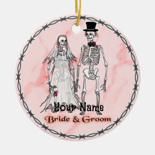 Goth skelet trouwornamenten keramisch ornament (Voorkant)