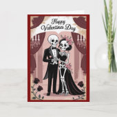 Goth-skeletkoppel valentijnsdagromantiek kaart (Voorkant)
