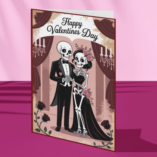 Goth-skeletkoppel valentijnsdagromantiek kaart