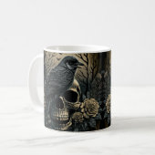 Goth Skull Art with Raven Design Koffiemok (Voorkant links)