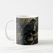 Goth Skull Art with Raven Design Koffiemok (Links)