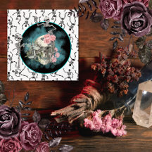 Goth Skull Pink Roses Halloween