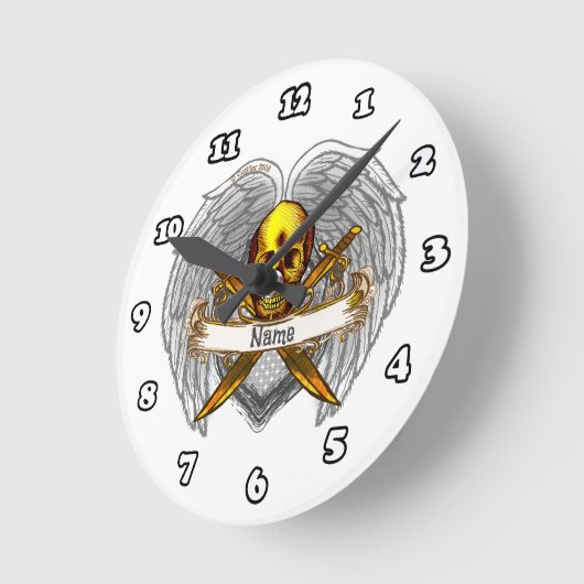 Goth skull Warrior Clock Ronde Klok (Hoek)