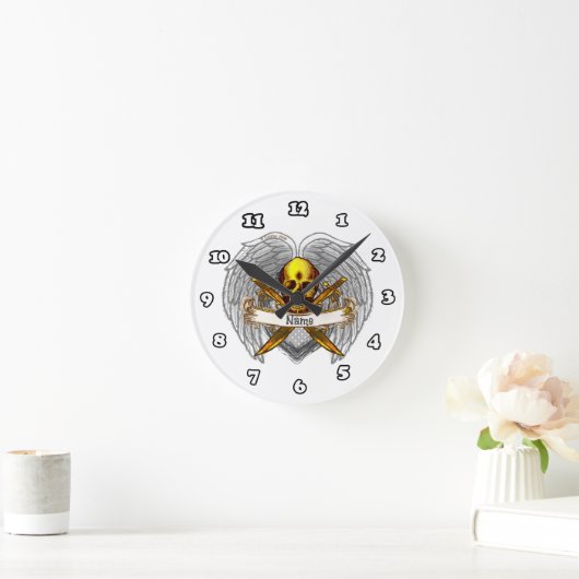 Goth skull Warrior Clock Ronde Klok (Huis)