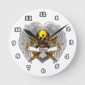 Goth skull Warrior Clock Ronde Klok (Voorkant)