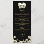 Goth Skulls Floral Black And Gold Gothic Wedding Menu (Voorkant)