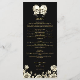 Goth Skulls Floral Black And Gold Gothic Wedding Menu