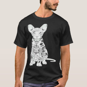 Goth Sphynx haarloze kat met tatoeages T-shirt