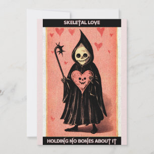 Goth spooky Valentijn Grim Reaper met Hart Feestdagenkaart