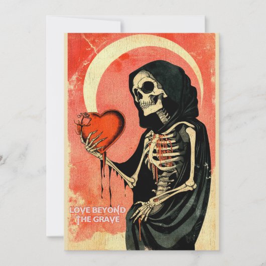 Goth Spooky Valentijn Grim Reaper met Hart Feestdagenkaart (Voorkant)