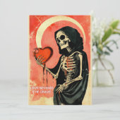 Goth Spooky Valentijn Grim Reaper met Hart Feestdagenkaart (Staand voorkant)