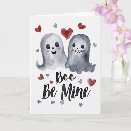 Goth spooky Valentijnsdag-geesten met harten Kaart (Orchidee)