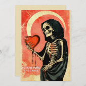Goth spooky Valentijnsdag Grim Reaper met Hart Feestdagenkaart (Voorkant / Achterkant)