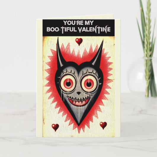 Goth Spooky Valentijnsdag Vampier Hart Kaart (Voorkant)