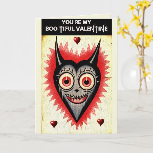 Goth Spooky Valentijnsdag Vampier Hart Kaart (Gele Bloem)