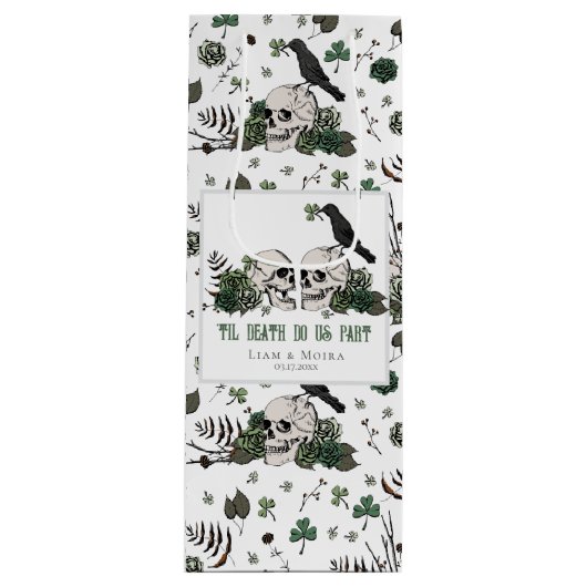 Goth St. Patrick's Day Bloemrijke Schedels Ierse T Wijn Cadeautas (Voorkant)