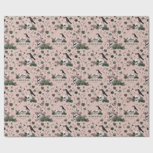 Goth St. Patricks Day Bloemrijke Schedels Ierse Tr Cadeaupapier (Vlak)