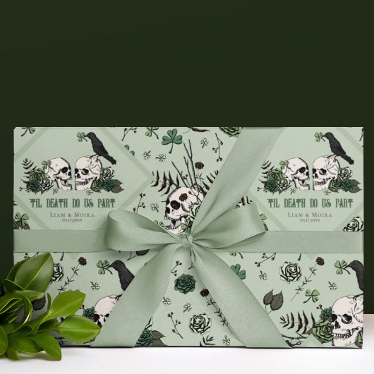 Goth St. Patricks Day Bloemrijke Schedels Ierse Tr Cadeaupapier