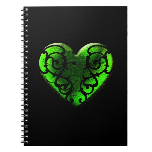 Goth St. Patrick's Day Groen Hart Notitieboek (Voorkant)