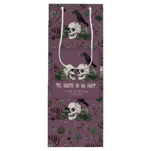 Goth St. Patricks Paarse Bloemrijke Schedel Bruilo Wijn Cadeautas