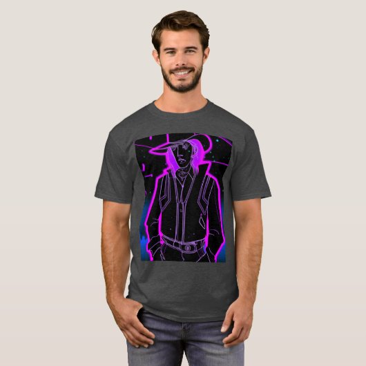Goth Synthwave Outrun Goth Cowboy girl T-shirt (Voorkant volledig)