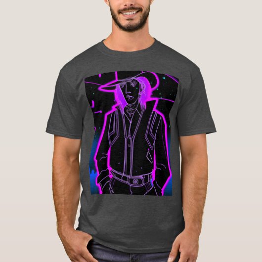 Goth Synthwave Outrun Goth Cowboy meisje T-shirt (Voorkant)