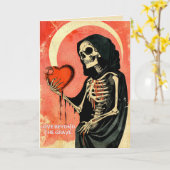 Goth Tegenliggende Valentijn Grim Reaper met Hart Kaart (Gele Bloem)