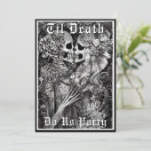 Goth Tot de Dood Ons Scheidt Skelet Bruidsfeestje Kaart (Staand voorkant)