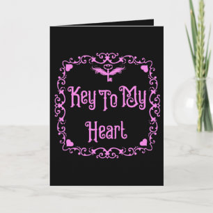 Goth Valentijn Sleutel tot mijn hart Roze Kaart