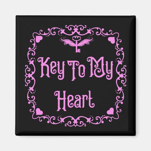 Goth Valentijn Sleutel tot mijn hart Roze Magneet (Voorkant)