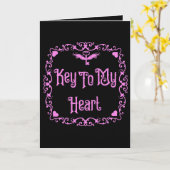 Goth Valentijnsleutel Tot Mijn Hart Roze Kaart (Gele Bloem)