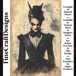 Goth-vrouw, antieke Victoriaanse jurk BC3 decoupag Tissuepapier