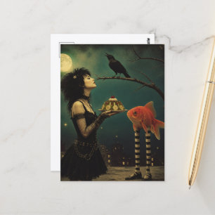 Goth vrouw met een retro gelatine salade een Goudv Briefkaart
