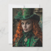 Goth-vrouw op St. Patrick's Day Notitiekaartje (Voorkant)