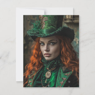 Goth-vrouw op St. Patrick's Day Notitiekaartje