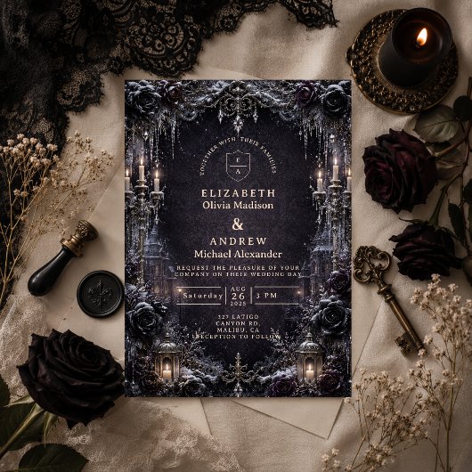 Goth winterhuwelijk met sfeer kaart