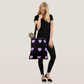 Goth Zwart en Roze Hart Ontwerp Tote Bag (Op model)