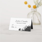 Goth zwart-witte hibiscus bloemtafel plaatskaartje (Achterkant)