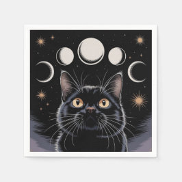Goth Zwarte Kat, Goth Cadeau, Heksenuur Zwarte Kat Servet