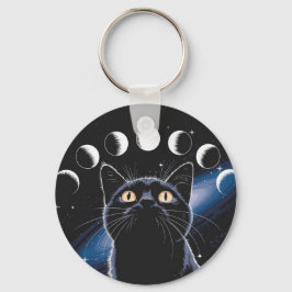 Goth Zwarte Kat, Goth Cadeau, Heksenuur Zwarte Kat Sleutelhanger