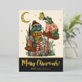 Goth Zwarte Paddenstoel Kikker en Pad Vrolijk Kers Folie Feestdagenkaart (Staand Voorkant)