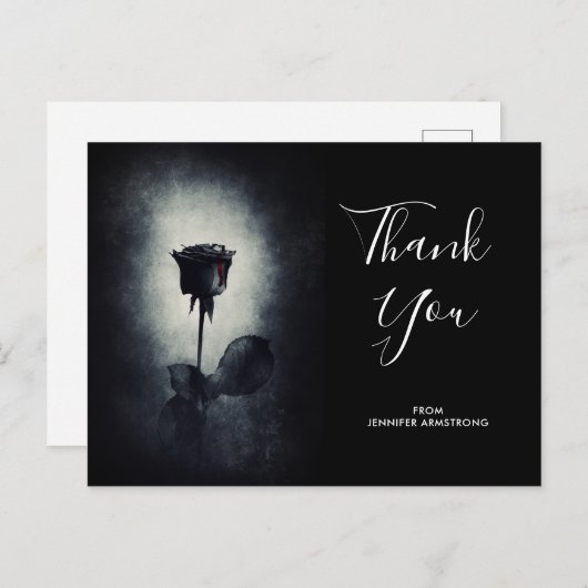 Goth Zwarte Roos Druppelend Bloed Macaber Dank Je Briefkaart (Voorkant / Achterkant)
