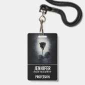 Goth Zwarte Roos Druppelend Bloed Macabere Beroep Badge (Voorzijde met lanyard)