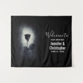 Goth Zwarte Roos Druppelend Bloed Macabere Bruilof Wandkleed (Voorkant (horizontaal))