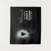 Goth Zwarte Roos Druppelend Bloed Macabere Bruilof Wandkleed (Voorkant)