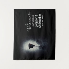 Goth Zwarte Roos Druppelend Bloed Macabere Bruilof Wandkleed