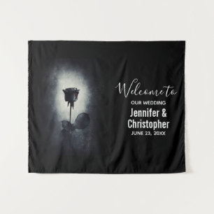 Goth Zwarte Roos Druppelend Bloed Macabere Huwelij Wandkleed